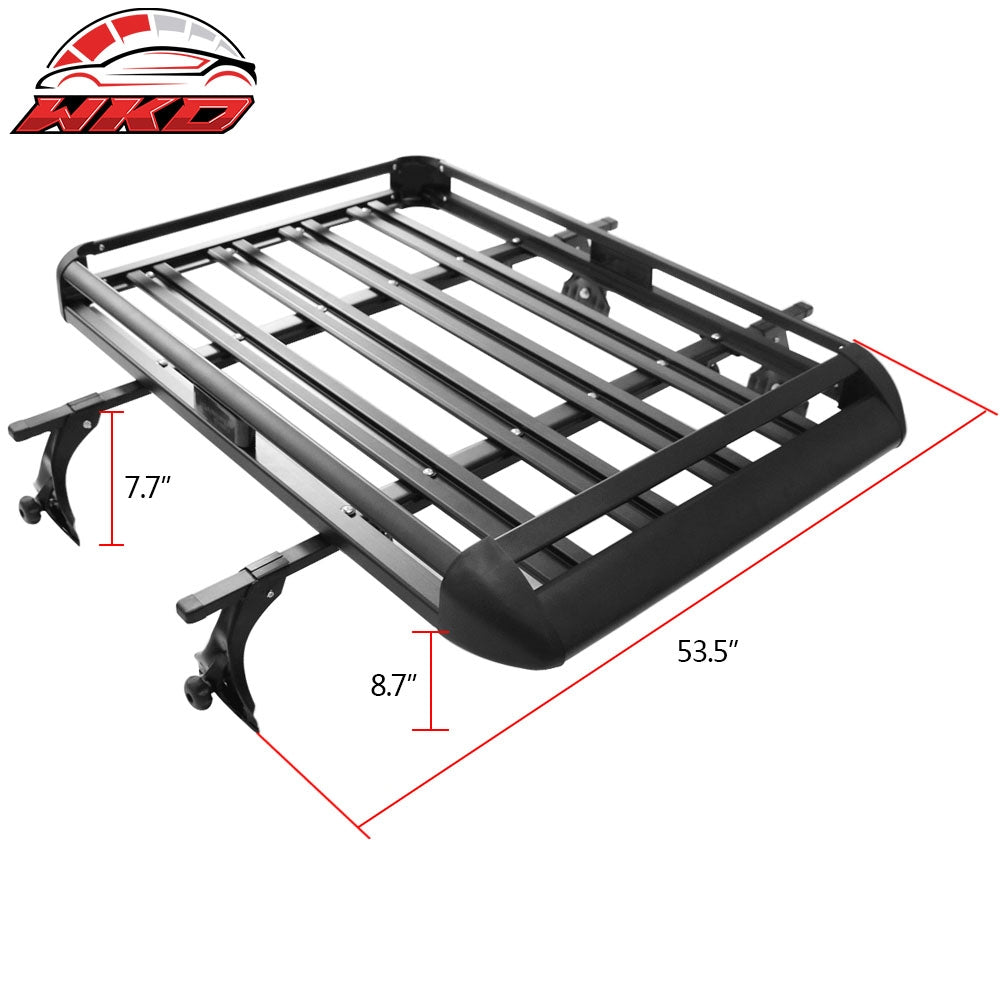 50x35x5 Inch Roof Top Cargo Luggage Carrier With Cross Bar Aluminum Black