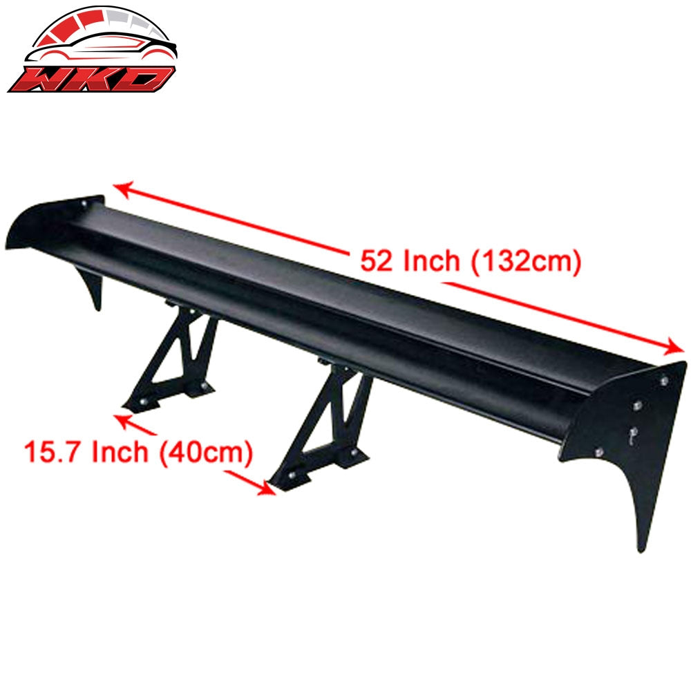 Universal Fit 52 inches Double Deck Rear Trunk Spoiler Wing Lip Unpainted Black
