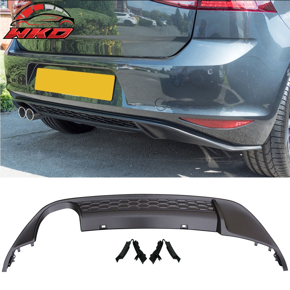 Fits 15-17 VW Golf 7 MK7 Rear Bumper Diffuser Twin Muffler Single Outlet