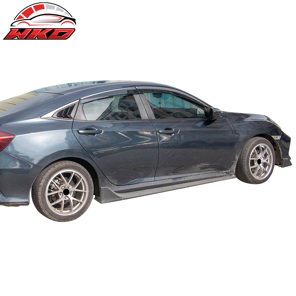 Fits 16-21 Honda Civic Sedan OE Style 4PCS Window Visors Sun Shade W/Chrome Trim