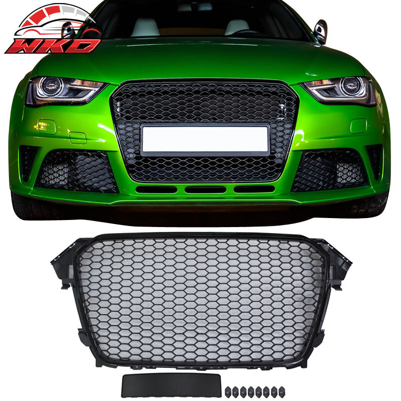 Fits 13-16 Audi A4 S4 RS4 Style Front Bumper Hood Grille Grill Unpainted ABS