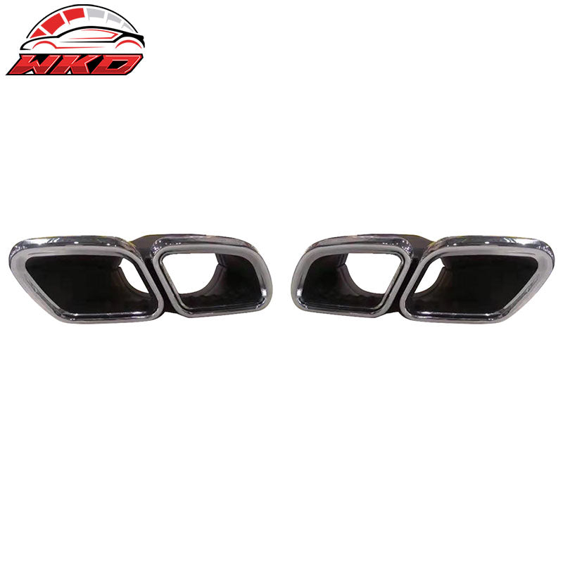 Fits 15-19 Benz W205 C63 AMG Style Front Rear Bumper w/ Muffler Tips Side Skirts