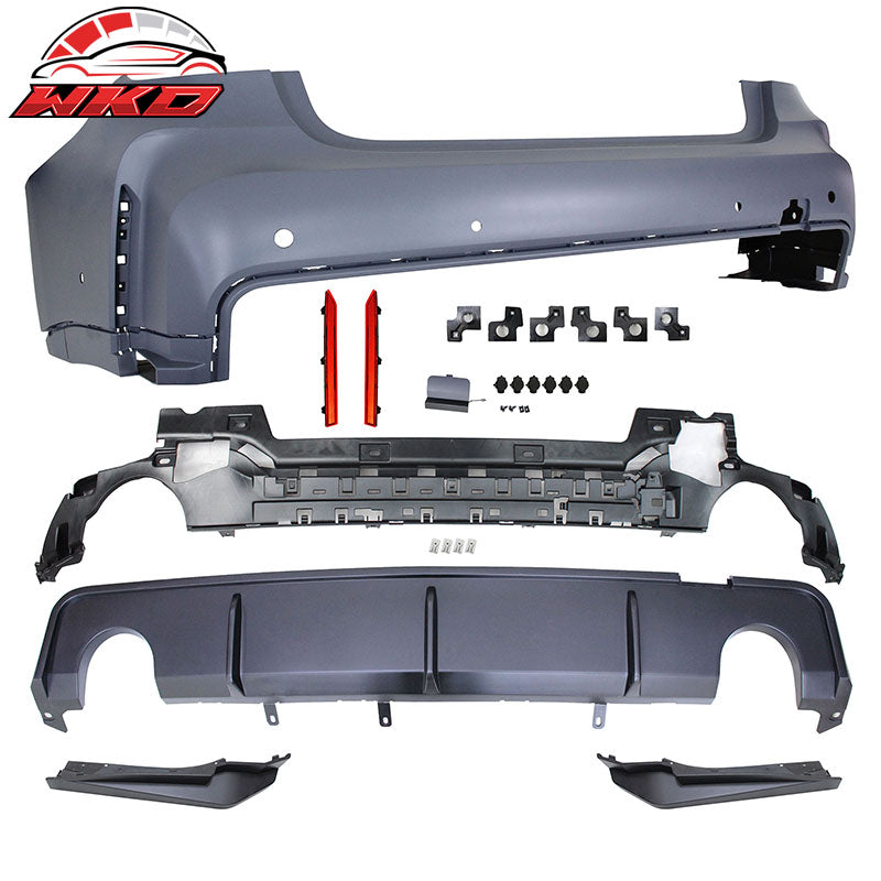 Fits 19-22 BMW 3 Series G20 M3 Style Front Rear Bumper for Round Tip &Side Skirt