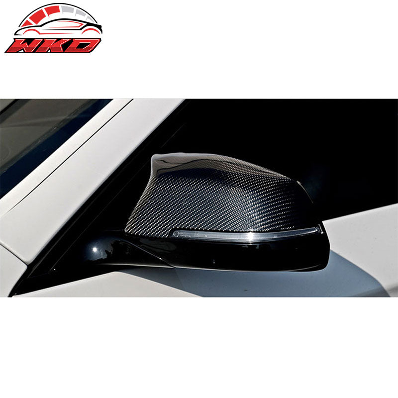 Fits 14-16 BMW F07 F10 F11 5 Series 2PCS Side Mirror Covers Matte Carbon Fiber