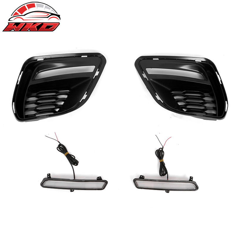 Fits 15-23 Charger PP Front Bumper W/ SRT Upper Lower Grille LED Foglight Cover