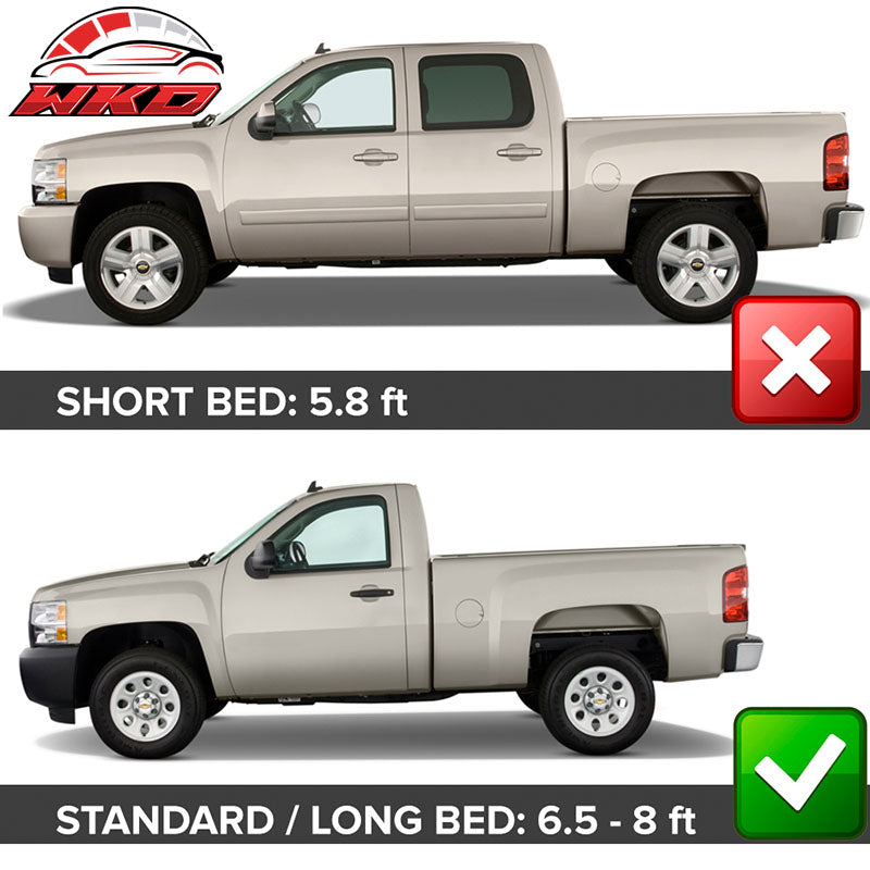 Fits 07-14 Silverado 1500 2500HD 3500HD Long Bed Pocket Rivet Matte Fender Flare