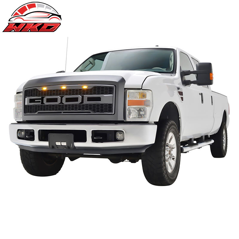 Fits 08-10 Ford F250 F350 R Style Front Upper Grille W/ Letters Matte Black