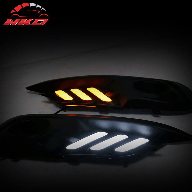 Fits 16-18 Honda Civic Coupe Sedan LED Amber & White Fog light Bezels Covers