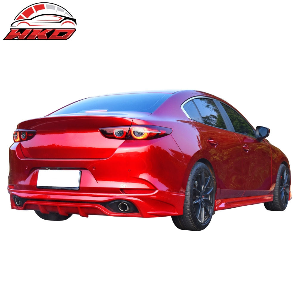 Fits 19-20 Mazda 3 Sedan Rear Bumper Lip Spoiler Matte Black - PP Polypropylene