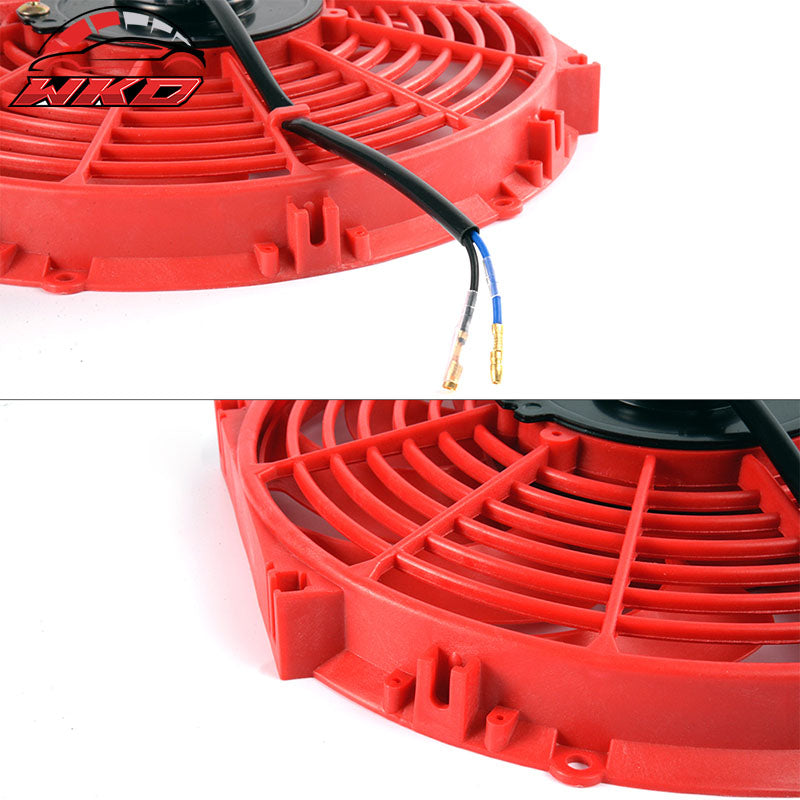 Universal 12 in Pull Push Electric Radiator Engine Cooling Fan W/ Mount Kit Red