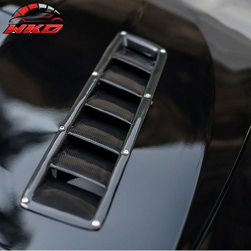 Universal Fitment Air Flow Hood Vent Scoop Bonnet Cover 2PC 20x5 Inch - CF