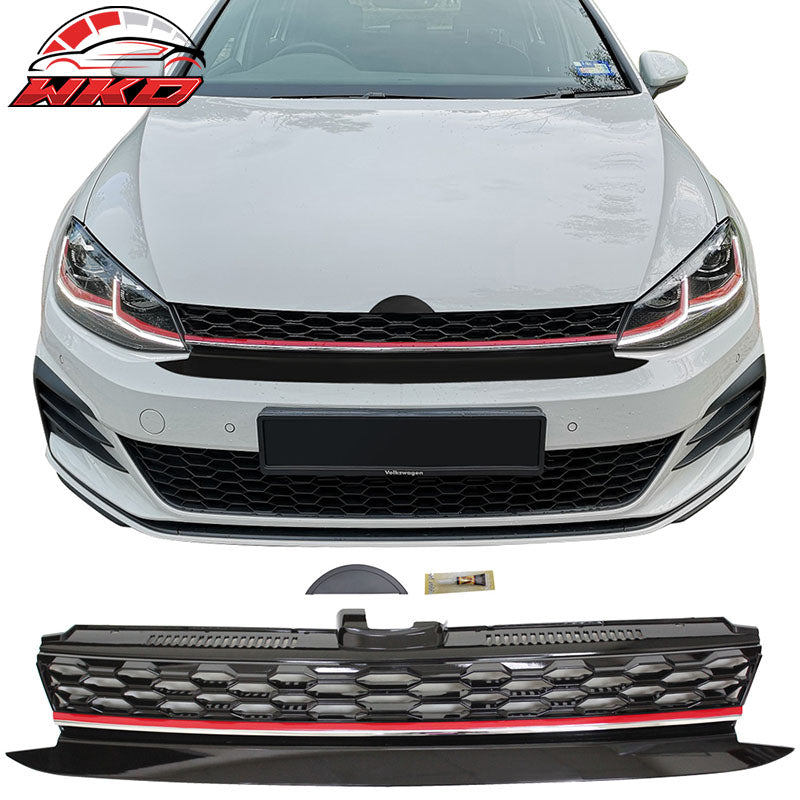 Fits 17-19 VW Golf MK7 7.5 GTI Style Mesh Hood Upper Grille w/ Red Trim
