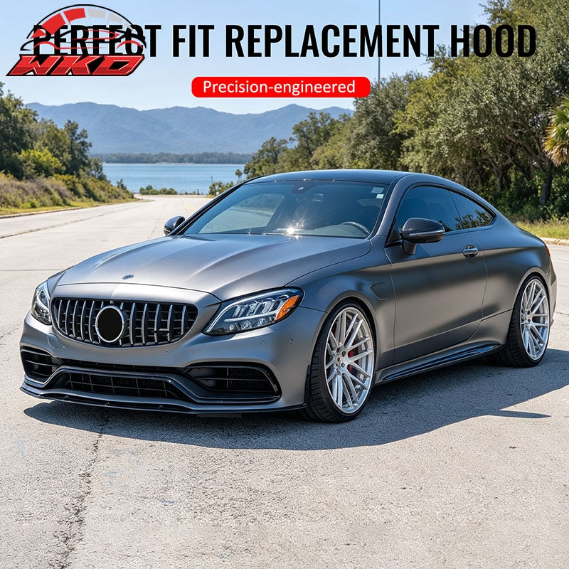 Fits 15¨C21 Benz C-Class W205 C63 Style Cowl Vented Extractor Front Bumper Hood