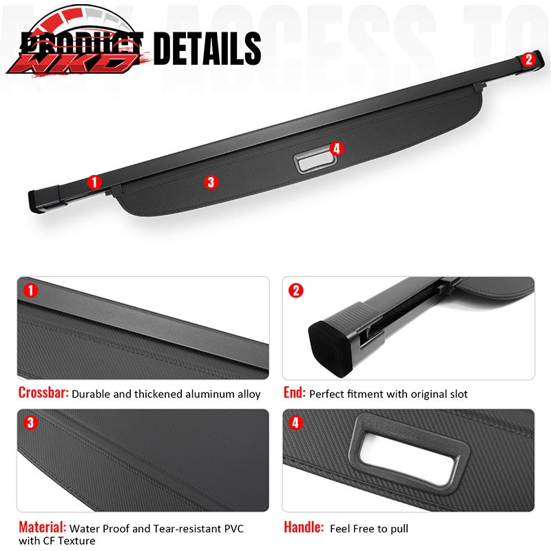 Fits 26 Hyundai Ioniq 9 Retractable Rear Trunk Cargo Cover Carbon Fiber Texture