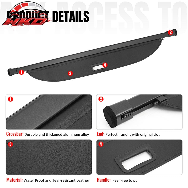 Fits 26 Hyundai Palisade Leather Style Retractable Rear Cargo Cover Trunk Shield