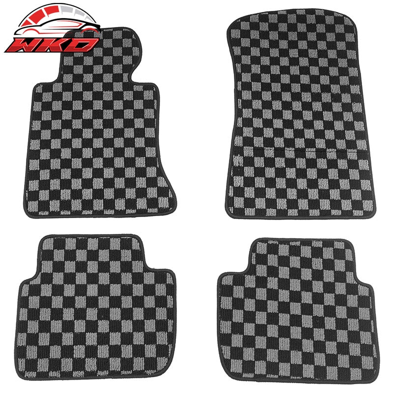 Wholesale 98-06 3 Series E46 4PCS Floor Mats Carpets Checkered Black Gray Plaid FOR: (BMW)