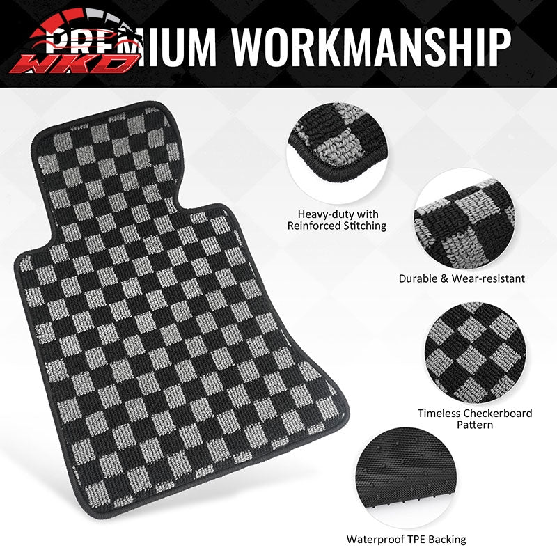 98-06 3 Series E46 4PCS Floor Mats Carpets Checkered Black Gray Plaid FOR: (BMW)