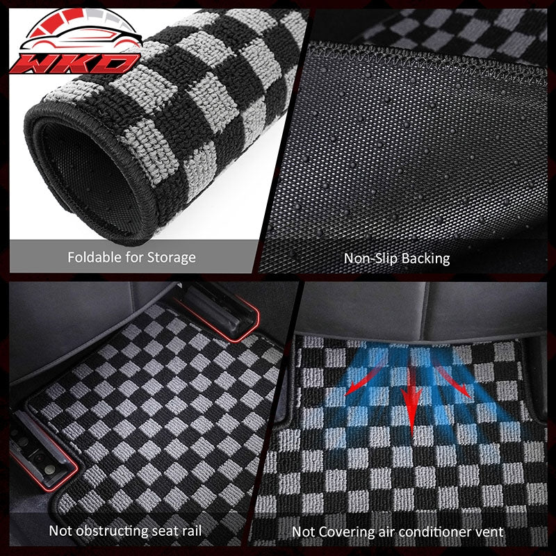 98-06 3 Series E46 4PCS Floor Mats Carpets Checkered Black Gray Plaid FOR: (BMW)