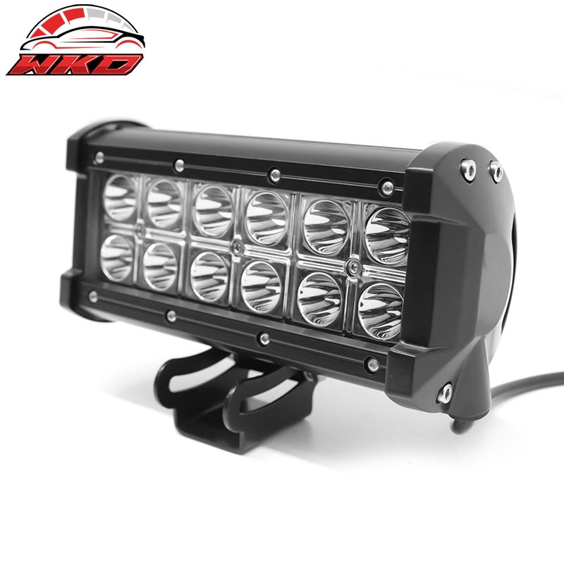 7" 36W 12 LED 2 Row LED Work Light Bar Spot Flood Combo Truck SUV ATV Off Road