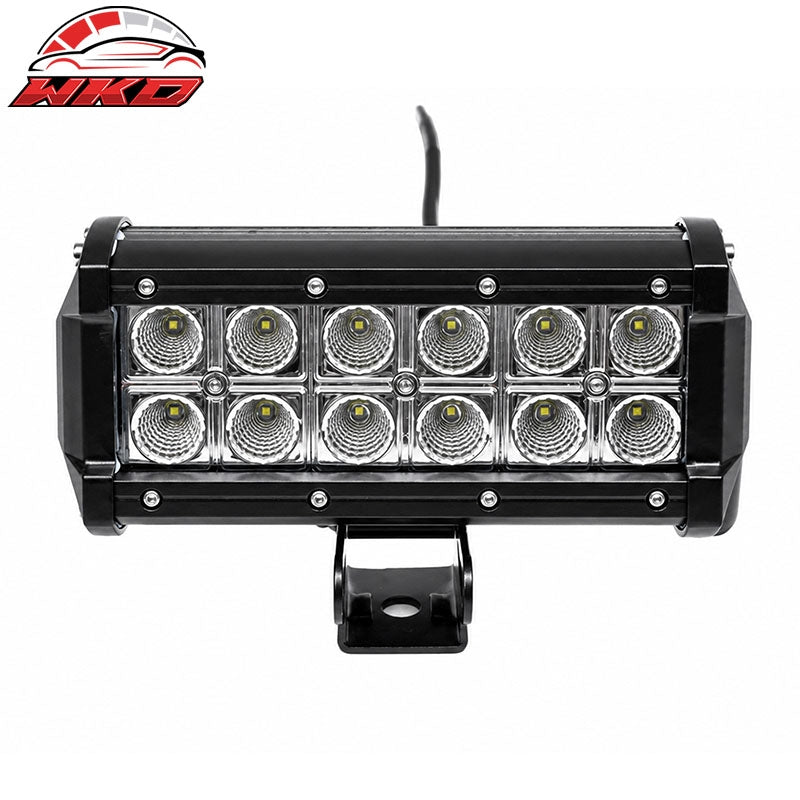 7" 36W 12 LED 2 Row LED Work Light Bar Spot Flood Combo Truck SUV ATV Off Road