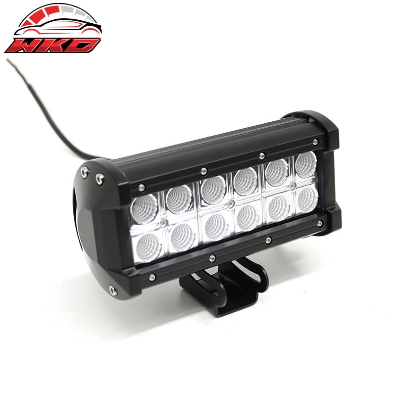 7" 36W 12 LED 2 Row LED Work Light Bar Spot Flood Combo Truck SUV ATV Off Road