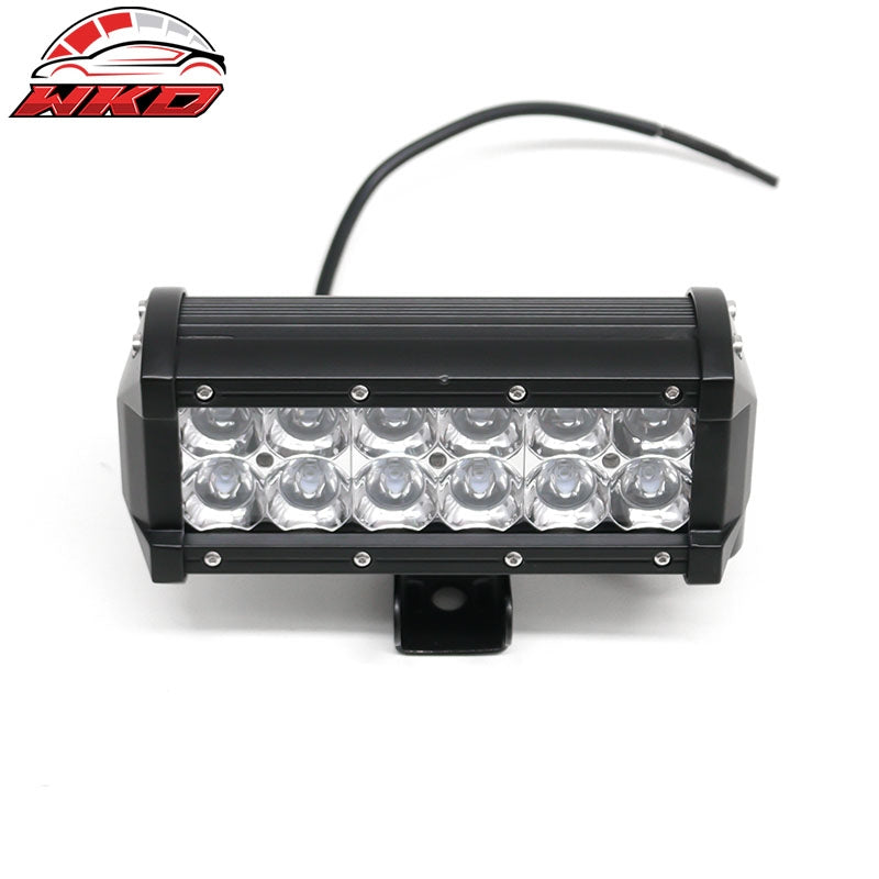 7" 36W 12 LED 2 Row LED Work Light Bar Spot Flood Combo Truck SUV ATV Off Road