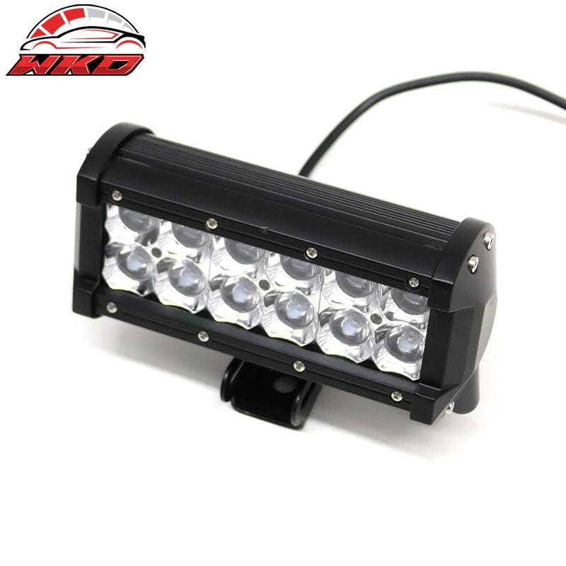 7" 36W 12 LED 2 Row LED Work Light Bar Spot Flood Combo Truck SUV ATV Off Road
