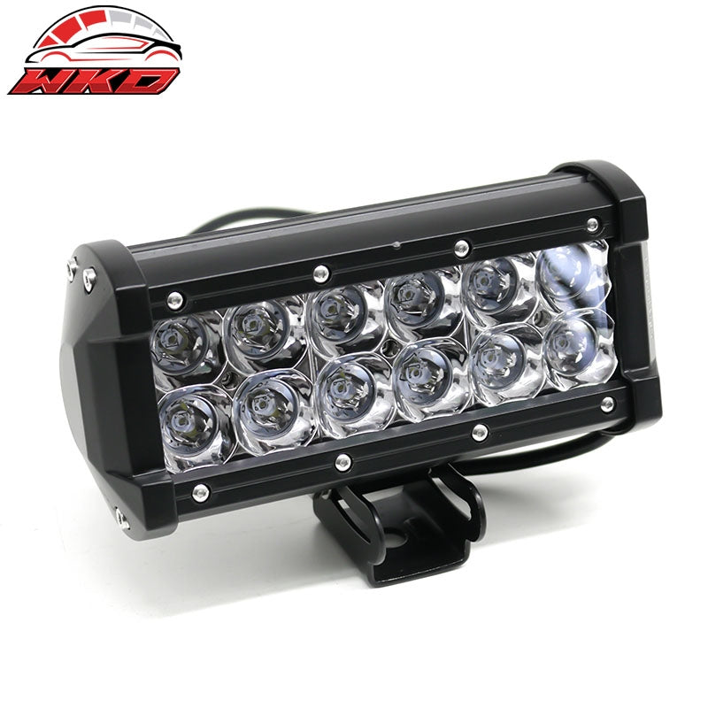 7" 36W 12 LED 2 Row LED Work Light Bar Spot Flood Combo Truck SUV ATV Off Road