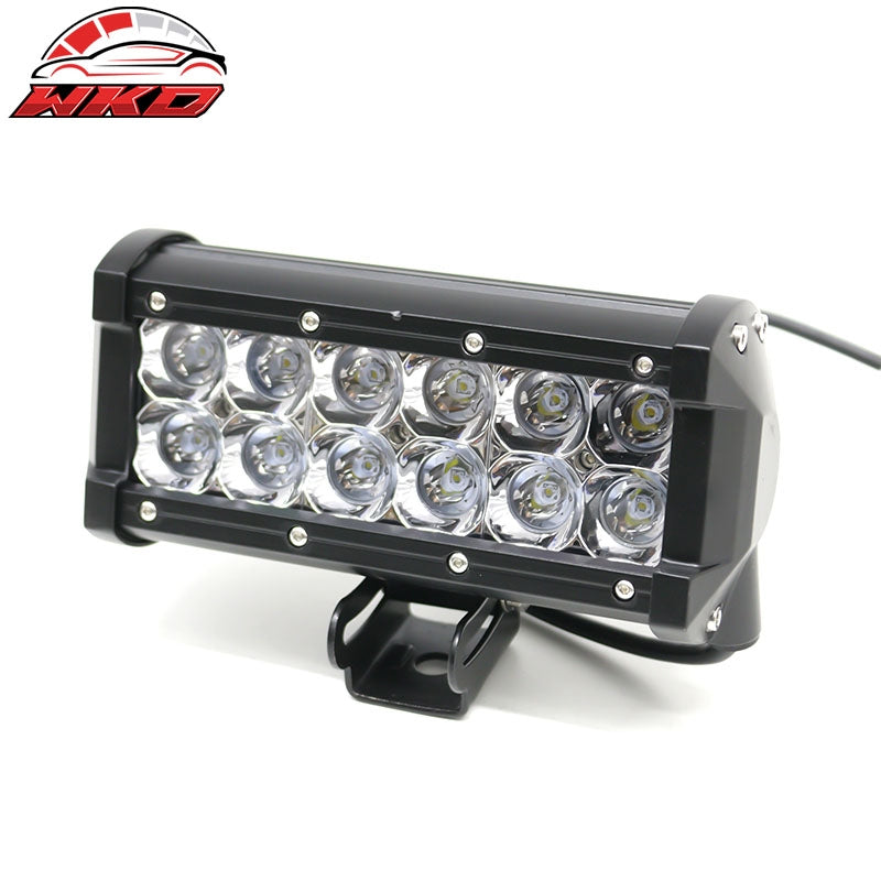 7" 36W 12 LED 2 Row LED Work Light Bar Spot Flood Combo Truck SUV ATV Off Road