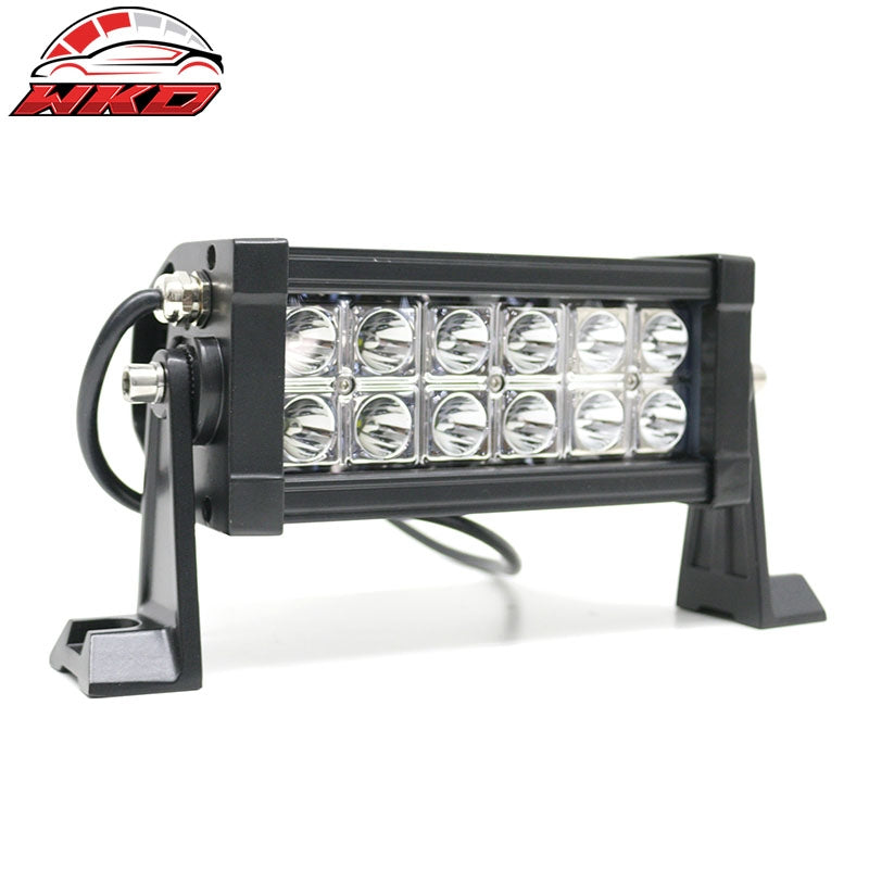 7" 36W 12 LED 2 Row LED Work Light Bar Spot Flood Combo Truck SUV ATV Off Road
