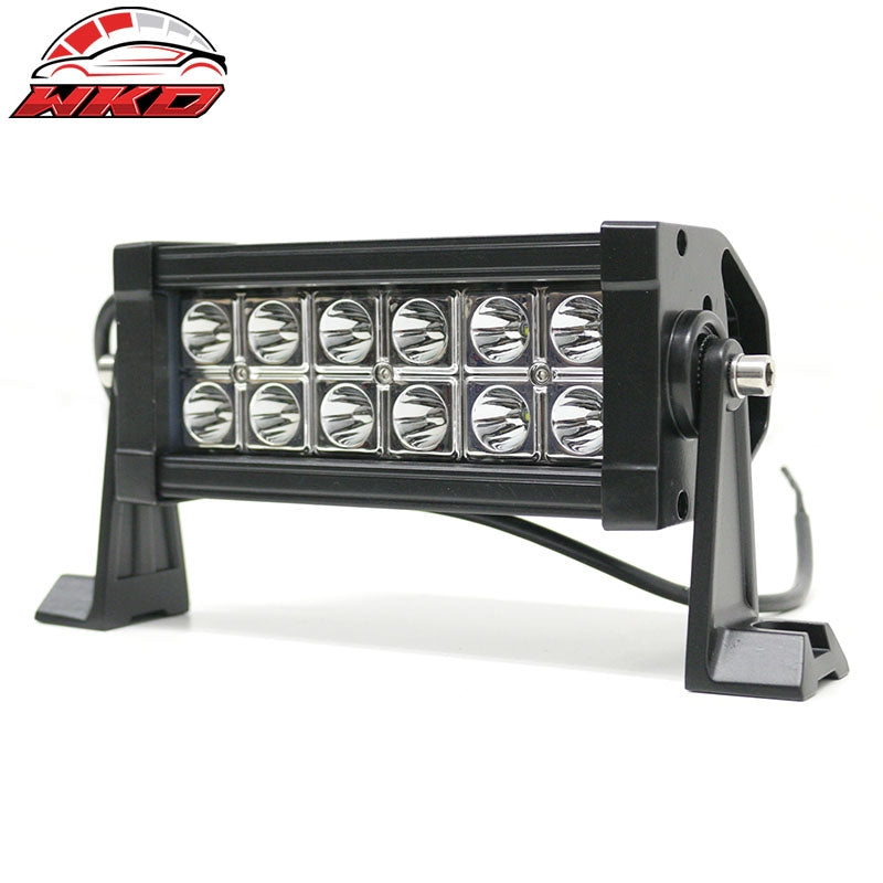 7" 36W 12 LED 2 Row LED Work Light Bar Spot Flood Combo Truck SUV ATV Off Road