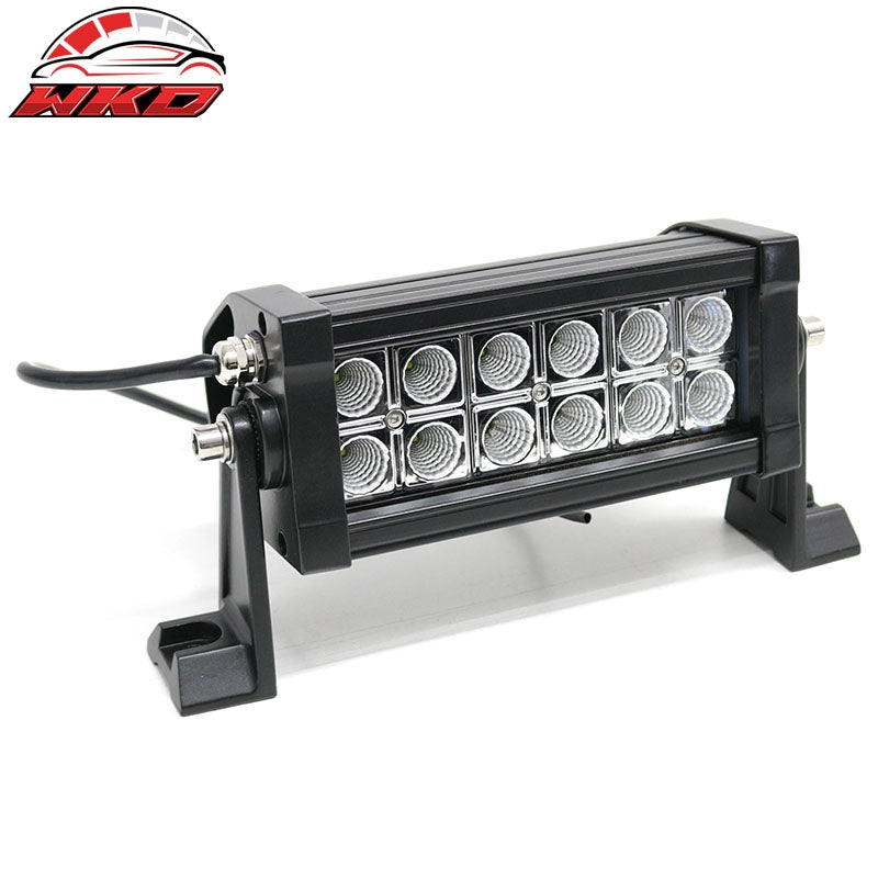 7" 36W 12 LED 2 Row LED Work Light Bar Spot Flood Combo Truck SUV ATV Off Road