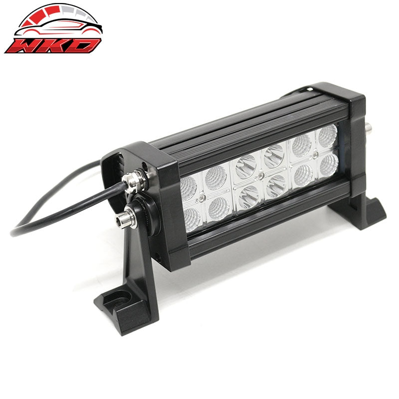 7" 36W 12 LED 2 Row LED Work Light Bar Spot Flood Combo Truck SUV ATV Off Road