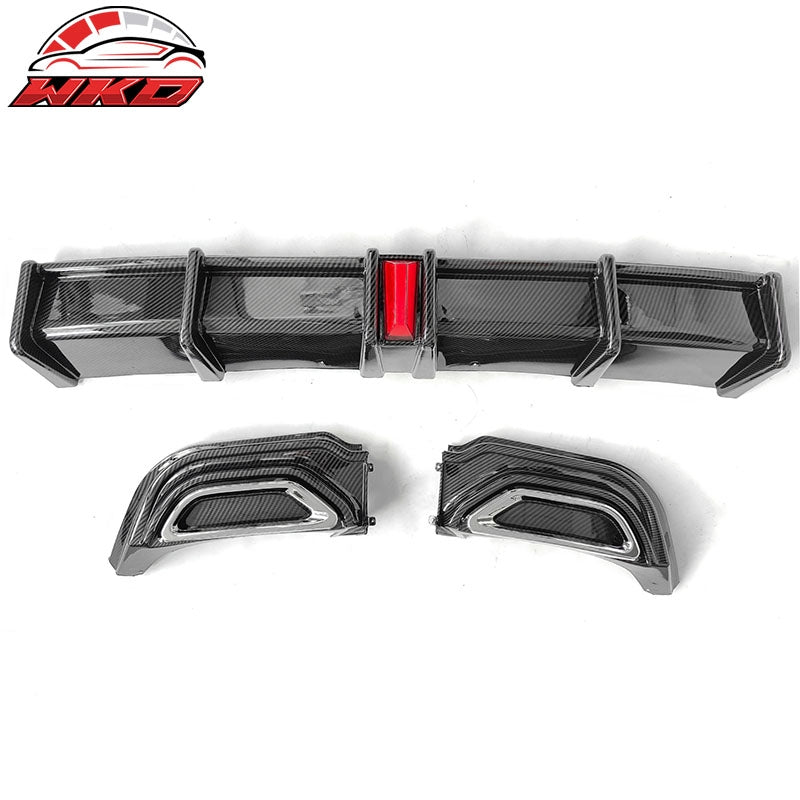 Fits 18-22 Honda Accord Hybrid LED Rear Bumper Lip Diffuser Carbon Fiber Print