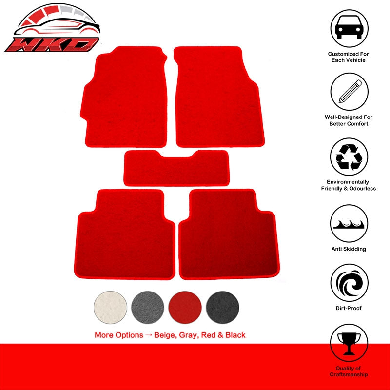 Fits 94-01 Acura Integra Car Floor Mats Liner Front Rear Nylon Red Carpet 5PC