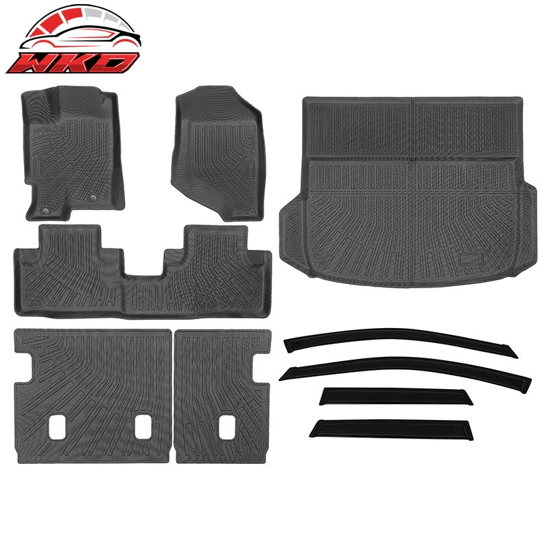 Wholesale 07-08 Acura RDX TPE Floor Mats + Rear Trunk Backrest Mats + Window Visors - Wikond Auto