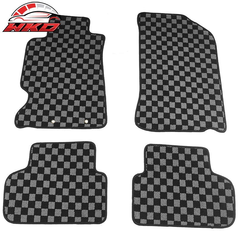 Wholesale 02-06 Acura RSX 2DR Floor Mats Non-Slip Carpets Checkered Black Gray Plaid