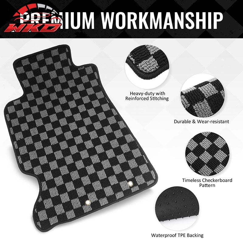 Fits 02-06 Acura RSX 2DR Floor Mats Non-Slip Carpets Checkered Black Gray Plaid