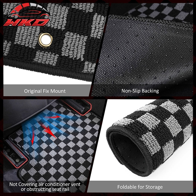 Fits 02-06 Acura RSX 2DR Floor Mats Non-Slip Carpets Checkered Black Gray Plaid