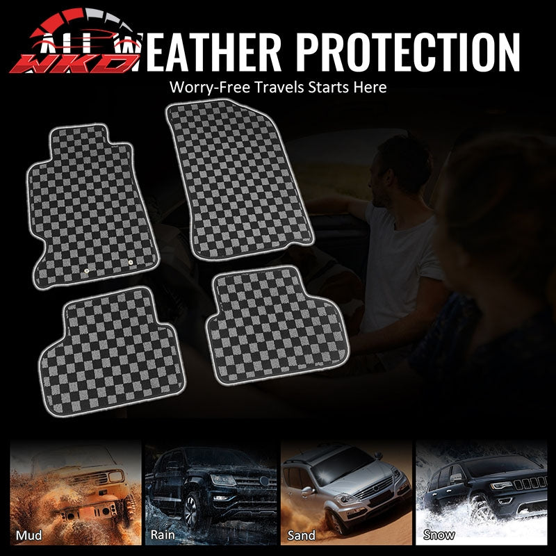 Fits 02-06 Acura RSX 2DR Floor Mats Non-Slip Carpets Checkered Black Gray Plaid