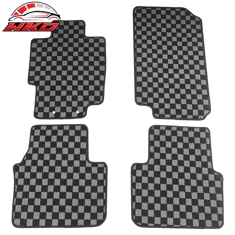 Wholesale 04-08 Acura TL 4DR Floor Mats Non-Slip Carpets Checkered Black Gray Plaid