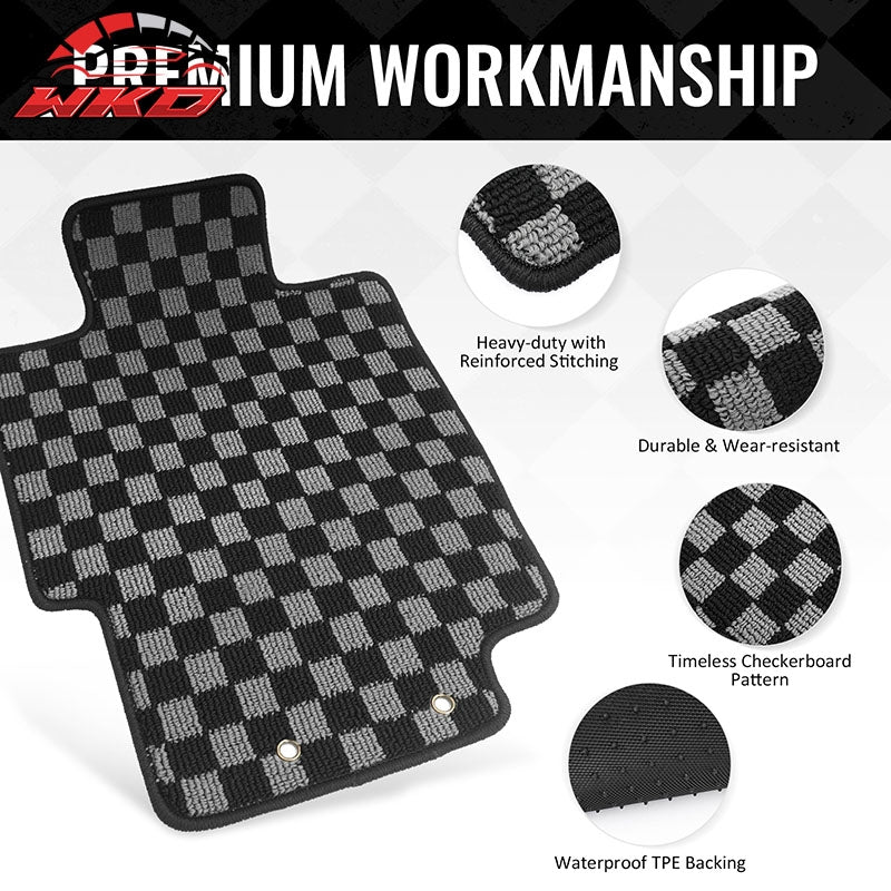 Fits 04-08 Acura TL 4DR Floor Mats Non-Slip Carpets Checkered Black Gray Plaid