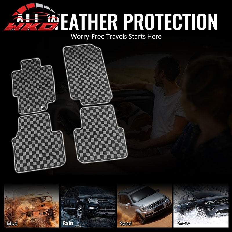 Fits 04-08 Acura TL 4DR Floor Mats Non-Slip Carpets Checkered Black Gray Plaid
