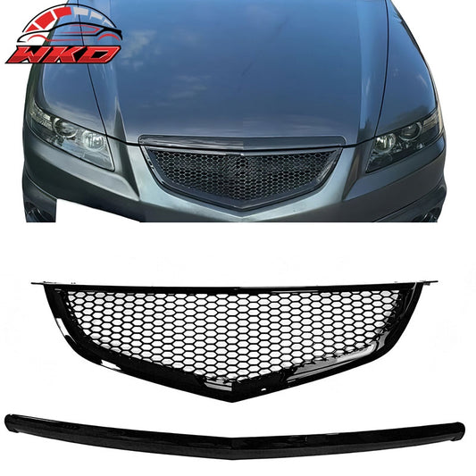 Wholesale 04-06 Acura TL Honeycomb Style Front Bumper Grille w/ Frame Gloss Black ABS - Wikond Auto