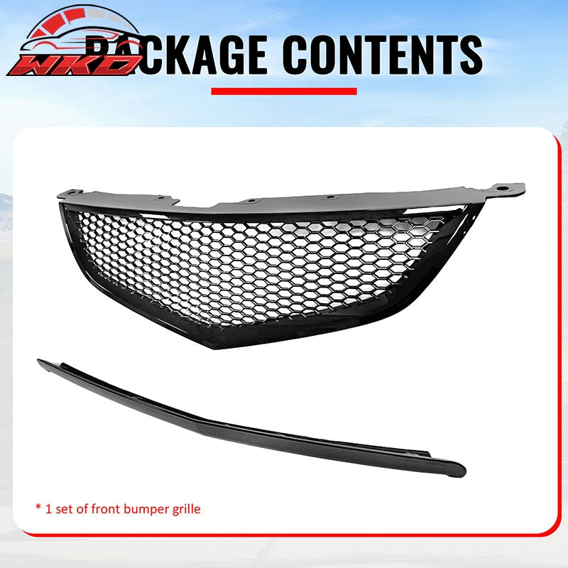 Fits 04-06 Acura TL Honeycomb Style Front Bumper Grille w/ Frame Gloss Black ABS