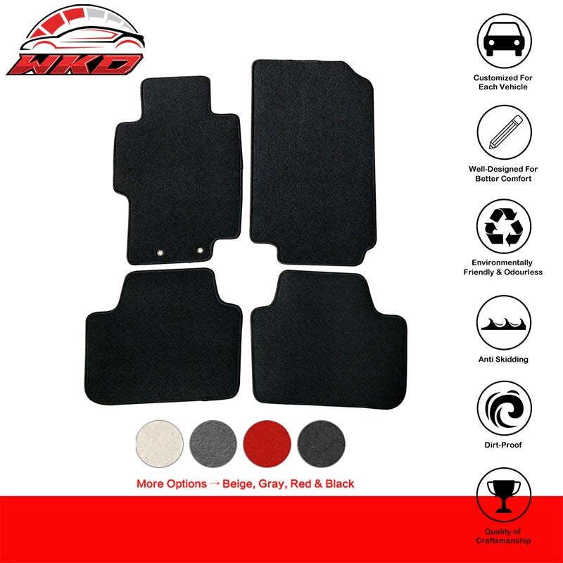 Fits 04-08 Acura TSX Car Floor Mats Liner Front Rear Nylon Black Carpets 4PCS