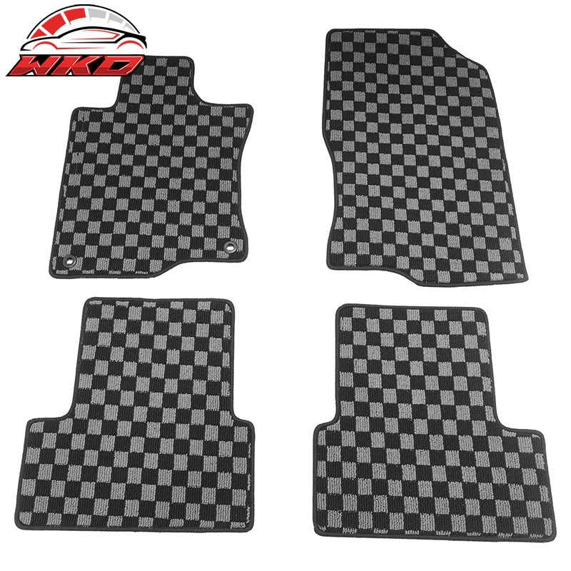 Wholesale 09-14 Acura TSX Floor Mats Non-Slip Carpets Checkered Black Gray Plaid 4PCS