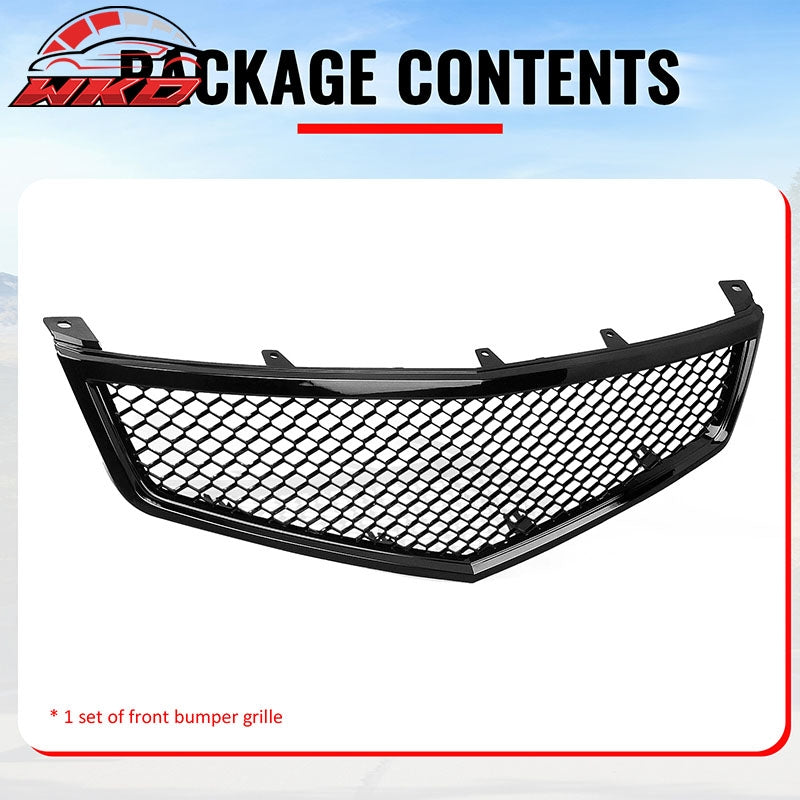Fits 06-08 Acura TSX Honeycomb Style Front Bumper Upper Grille Gloss Black ABS