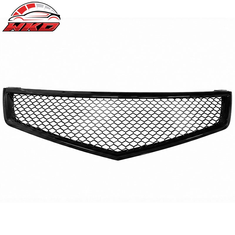Fits 06-08 Acura TSX Honeycomb Style Front Bumper Upper Grille Gloss Black ABS