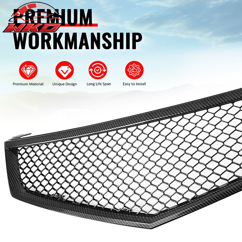 Fits 06-08 Acura TSX Honeycomb Style Front Upper Grille Carbon Fiber Print ABS